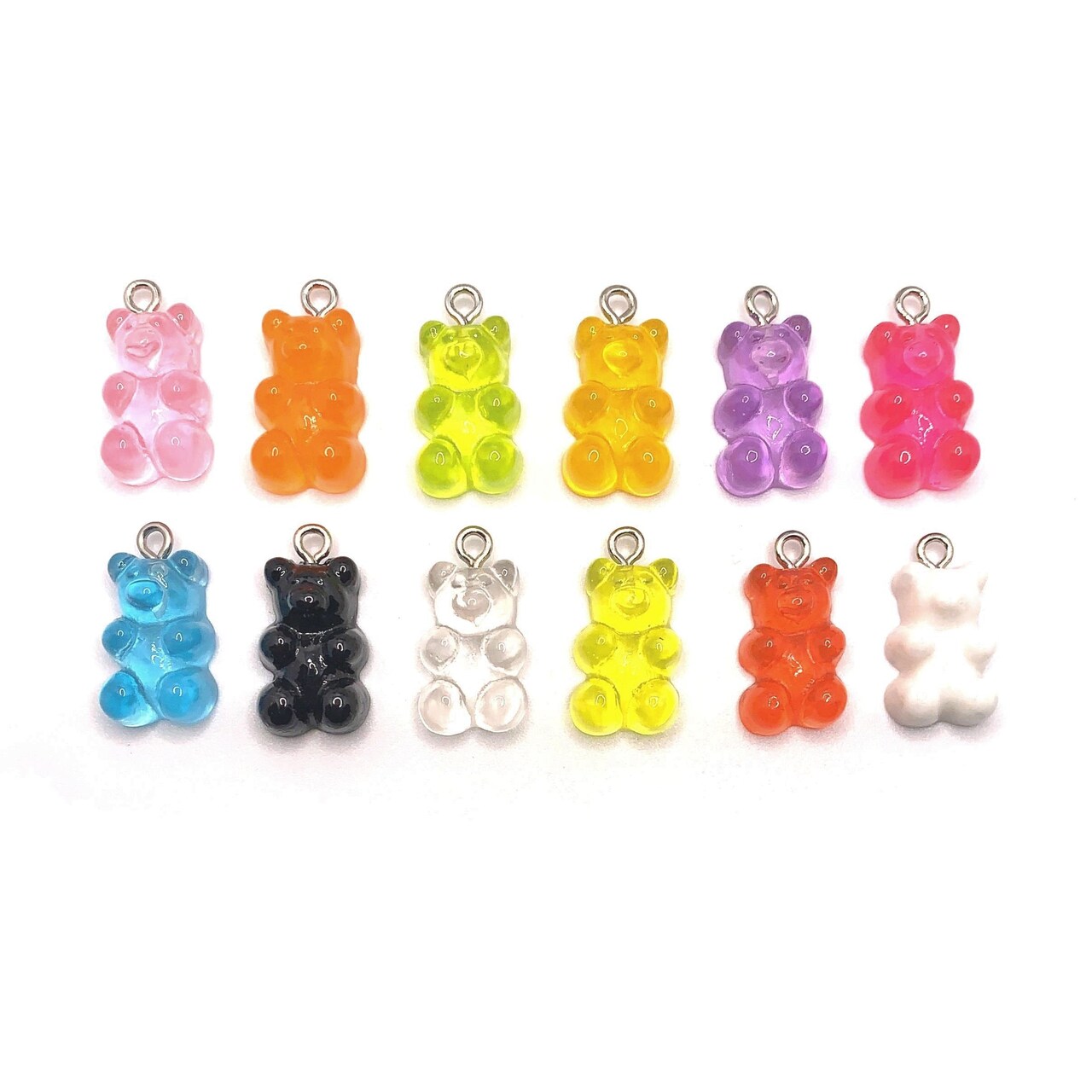 4, 20 or 50 Pieces: Mix Color Gummy Bear Resin 3D Charms with eye screw